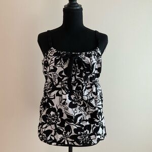 Ann Taylor Black and White Floral Halter Camisole